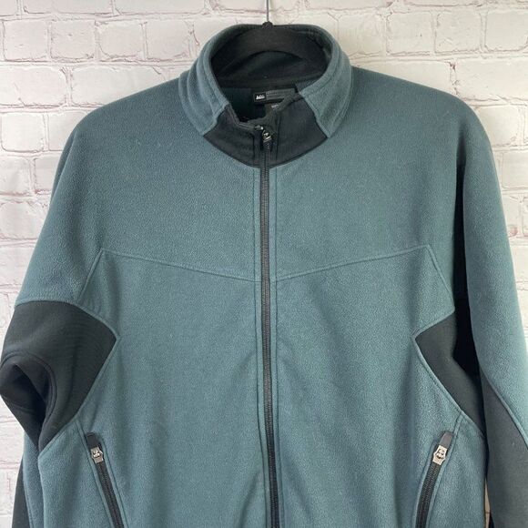 REI Gray and Black full zip long sleeve fleece jacket.  Men's size Medium - Picture 3 of 8